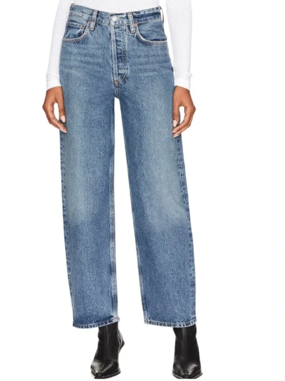 AGOLDE Dara Mid Rise Baggy Jean Medium Blue Denim Jean Size 28